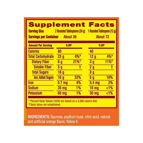 Metamucil, Psyllium 4-In-1 Fiber Sugar Free Orange Smooth Powder, 30.4 Oz Metamucil