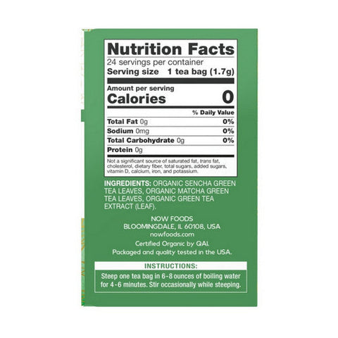 Now Foods, Green Kick Tea Bags, 24 each Now Foods