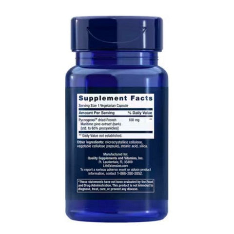 Life Extension, Pycnogenol French Maritime Pine Bark Extract, 100 mg, 60 VEG CAPS Life Extension