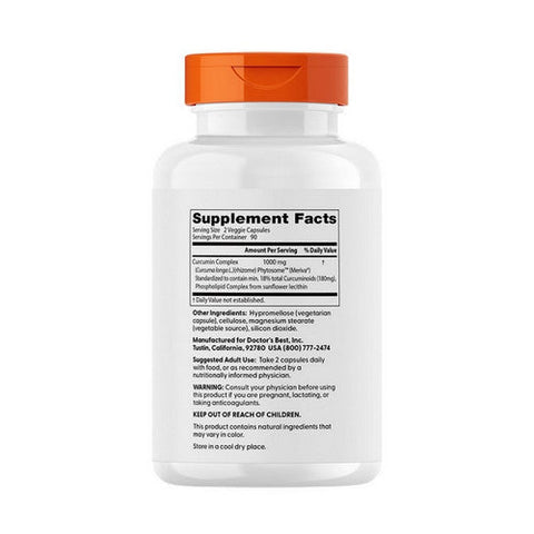 Doctors Best, Curcumin Phytosome With Meriva, 1000 Mg, 180 Veggie Caps Doctors Best