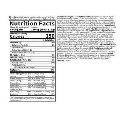 Garden of Life, Raw Organic Meal Replacement Protein Powder Vanilla, 525 Grams Garden of Life