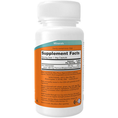 Now Foods, Iron 36 mg Double Strength, 90 Vcaps Now Foods