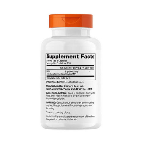 Doctors Best, MSM With OptiMSM, 3000 Mg, 360 Capsules Doctors Best