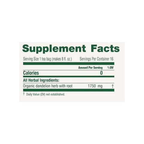 Traditional Medicinals, Organic Dandelion Leaf And Root Tea Caffeine Free, 16 Bag Traditional Medicinals