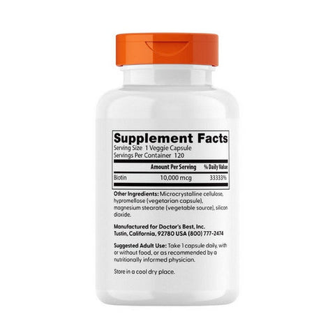 Doctors Best, Biotin, 10,000 mcg, 120 Veggie Caps Doctors Best