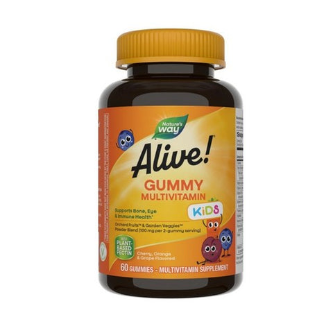 Alive! Kids Multivitamin Gummy Cherry, Grape & Orange 60 Gummies by Nature's Way