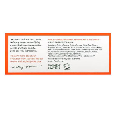South Of France Soaps, Triple Milled Soap Bar Orange Blossom Honey, 6 Oz South Of France Soaps