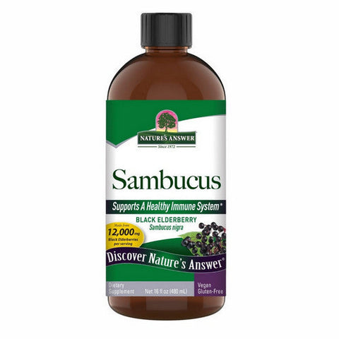 Nature's Answer, Sambucus Black Elderberry Alcohol-Free, 12000 Mg, 16 Oz Nature's Answer
