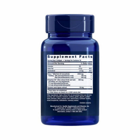 Life Extension, Super Omega-3 EPA/DHA Fish Oil Sesame Lignans & Olive Extract, 60 Softgels Life Extension