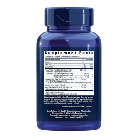 Life Extension, Super Omega 3 Plus EPA/DHA Fish Oil Krill And Astaxanthin, 120 Soft Gels Life Extension