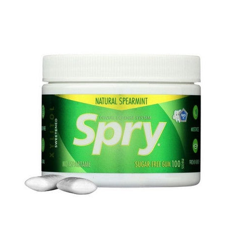 Xlear Inc, Spry Dental Defense Sugar Free Gum With Xylitol Natural Spearmint, 100 Pieces Xlear Inc