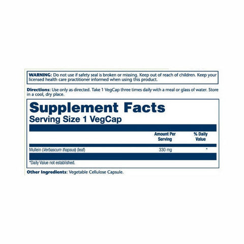 Solaray, True Herbs Mullein, 330 Mg, 100 Veg Caps Solaray