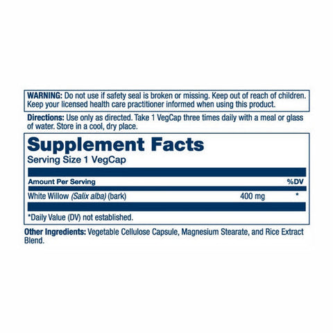 Solaray, White Willow, 400 mg, 100 Caps Solaray