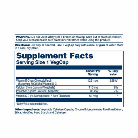 Solaray, Vitamin D3 Plus K2, 60 Caps Solaray
