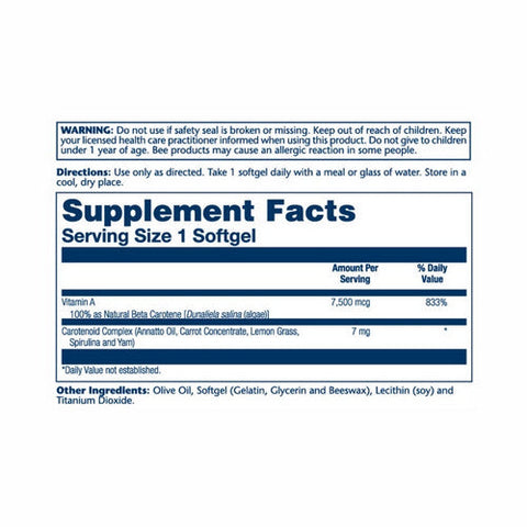 Solaray, Plant Source Food Carotene, 25,000 IU, 200 Softgels Solaray