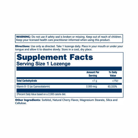 Solaray, Vitamin B-12 Natural Cherry, 2000 Mcg, 90 Lozenges Solaray