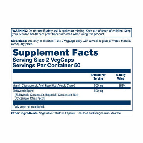 Solaray, Vitamin C Plus Bioflavanoids, 100 Caps Solaray