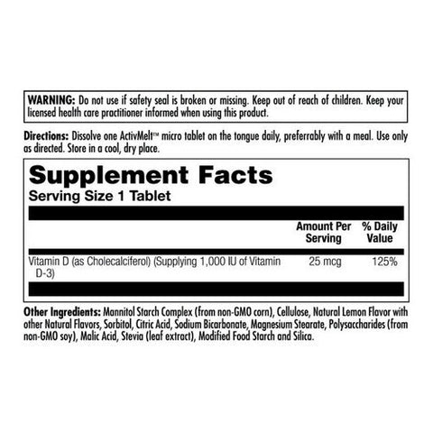 Kal, D-3 ActivMelt, 1,000 IU, 100 Tabs Kal