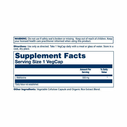 Solaray, L-Methionine, 500 mg, 30 Caps Solaray