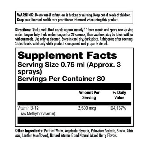 Kal, B-12 Methylcobalamin ActivSpray, 2,500 mcg, 2 oz Kal