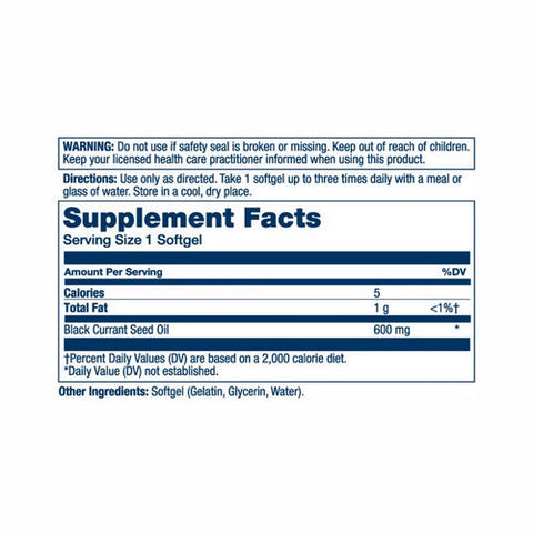 Solaray, Black Currant Seed Oil, 600 mg, 90 Softgels Solaray