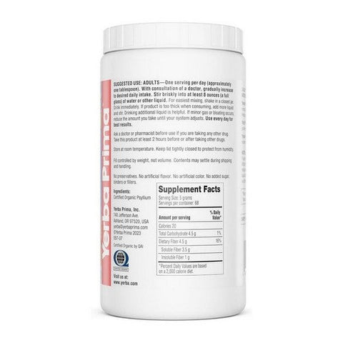 Yerba Prima, Organic Psyllium Whole Husks, 12 Oz Yerba Prima