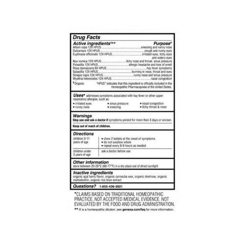 Genexa, Allergy-D Organic, Adult 60 Tabs Genexa