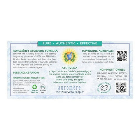 Auromere, Ayurvedic Herbal Toothpaste, Mint-Free 4.16 Fl Oz Auromere