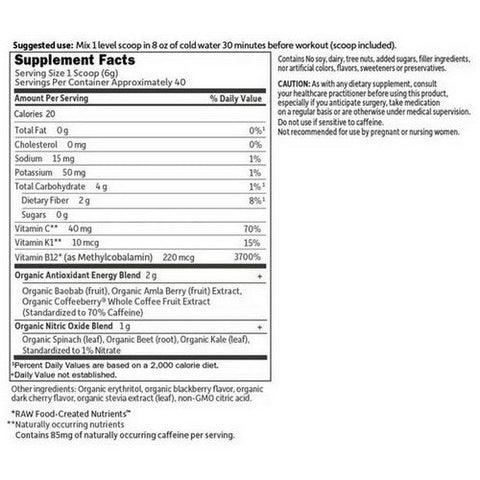 Garden of Life, Sport Organic Plant-Based Energy + Focus Blackberry Cherry, 8.1 Oz Garden of Life
