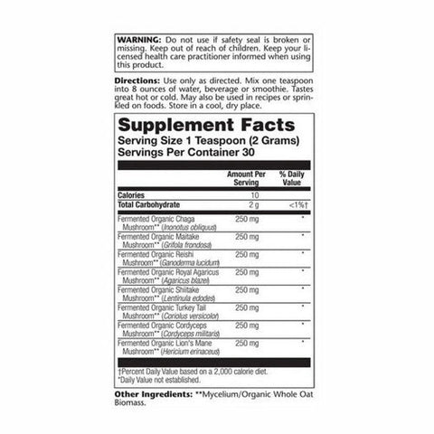 Solaray, Organic Fermented Mushroom Complete, 2000 mg, 60 Grams Solaray