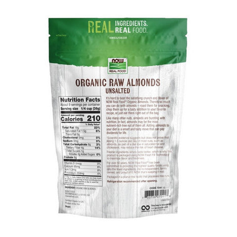 Now Foods, Organic Raw Almonds Unsalted, 12 Oz Now Foods