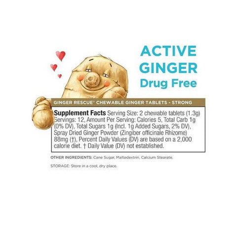 GO Energy for the Skin, Ginger Rescue Chewable Ginger Strong, 24 Tabs GO Energy for the Skin