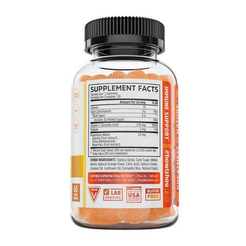 Zhou Nutrition, Vitamin C+ Gummies, 60 Vegan Gummines Zhou Nutrition