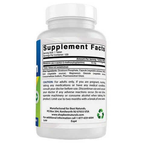Best Naturals, Melatonin, 10 mg, 120 Tabs Best Naturals
