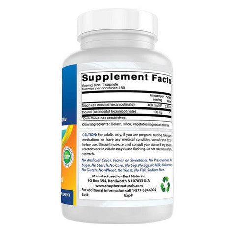Best Naturals, Niacin Flush Free, 500 mg, 180 Caps Best Naturals