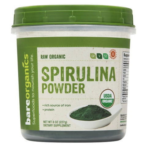 Bare Organics, Organic Spirulina Powder, 8 Oz Bare Organics