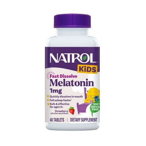 Natrol, Kids Fast Dissolve Melatonin Strawberry, 1 Mg, 40 Tabs Natrol