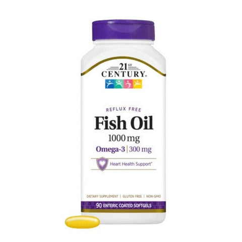 21st Century, 21st Century Fish Oil  Enteric Coated Softgels, 90 Caps 21st Century