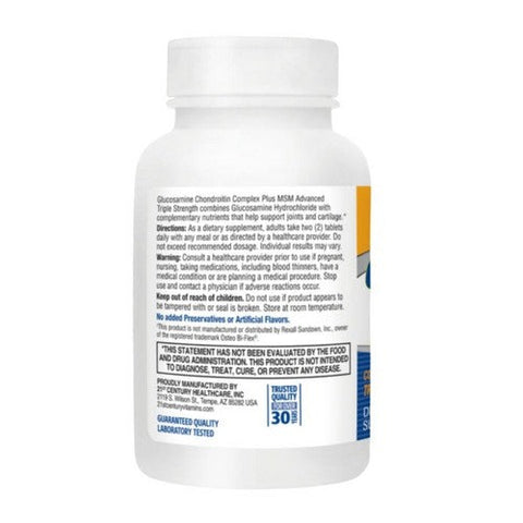 21st Century, 21st Century Glucosamine Chondroitin Complex Plus MSM Tablets Advanced Triple Strength, 80 Tabs