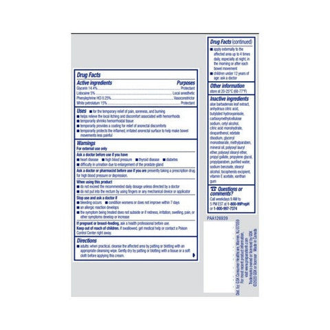 Preparation H, Rapid Relief With Lidocaine Hemorrhoidal Cream, 1 Oz Preparation H