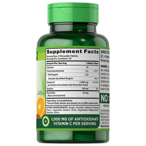 Nature's Truth, Chewable C Plus Wild Rose Hips Natural Orange Flavor, 1000 Mg, 60 Tabs Nature's Truth