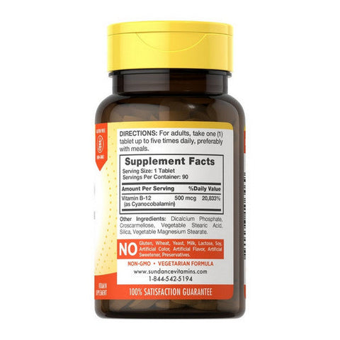 Sundance, Vitamins B-12, 500 mcg, 90 Tabs Sundance