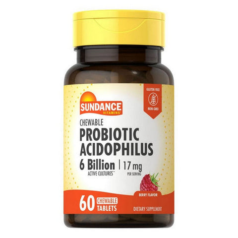 Sundance, Probiotic Acidophilus Active Cultures Chewable Natural Berry, 17 Mg, 60 Tabs Sundance