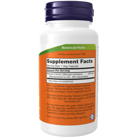 Now Foods, Bacopa Extract, 450mg, 90 Veg Caps Now Foods