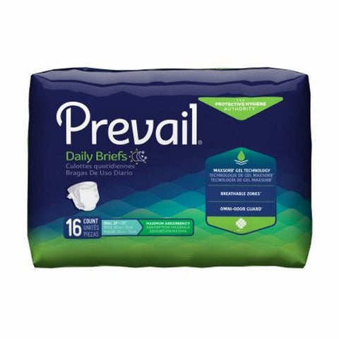 Prevail, Unisex Adult Incontinence Brief Prevail  Tab Closure Small Disposable Heavy Absorbency, 16 Count (Case of 6) Prevail