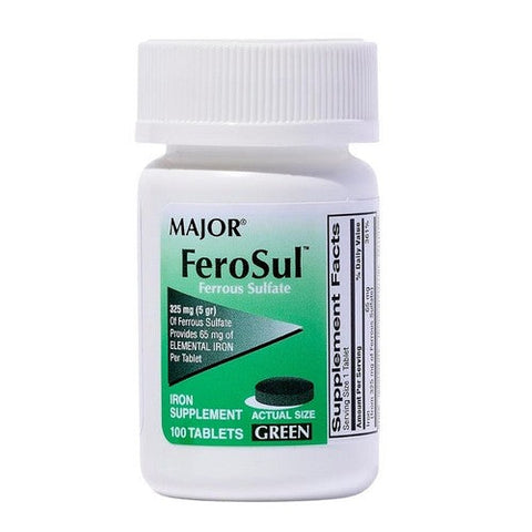 Major Pharmaceuticals, Mineral Supplement FeroSul Iron, 325 Mg, 100 Tabs Major Pharmaceuticals