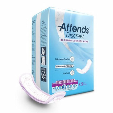 Attends, Discreet Bladder Control Pads 14-1/2 Inch Length Moderate Absorbency, Case Of 10 Attends