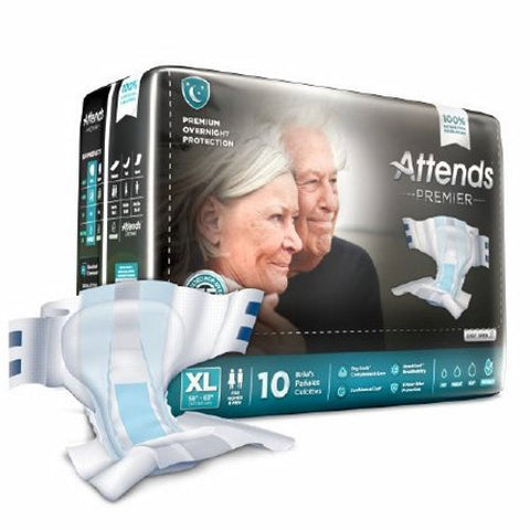 Attends, Premier Brief Unisex Adult Incontinence X-Large Disposable Heavy Absorbency, Case Of 4 Attends