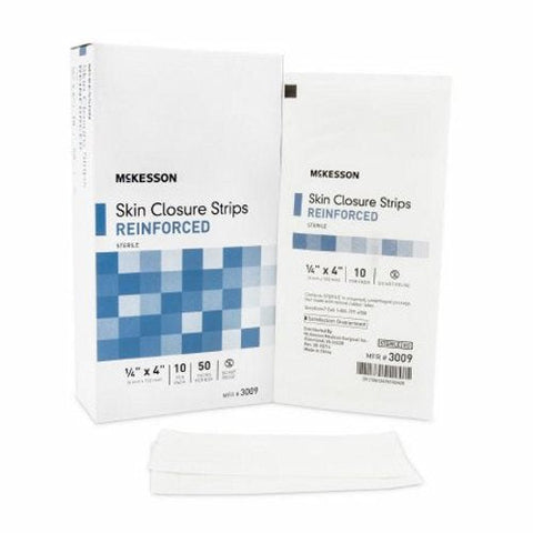 McKesson, Skin Closure Strip 1/4 X 4 Inch Nonwoven Material Reinforced Strip White 3009, 1 Pack McKesson