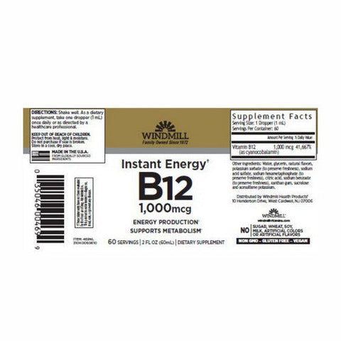 Windmill Health, Vitamin B-12, 1000 Mcg, 2 Oz Windmill Health